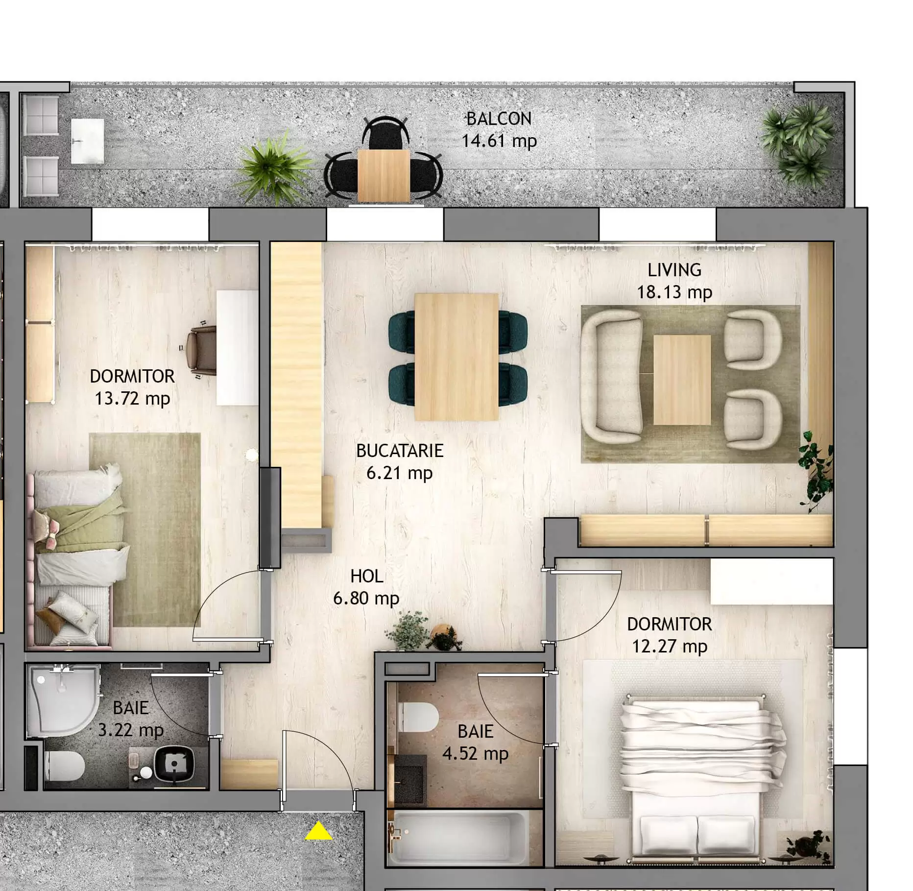 Apartament cu 3 camere tip D2
